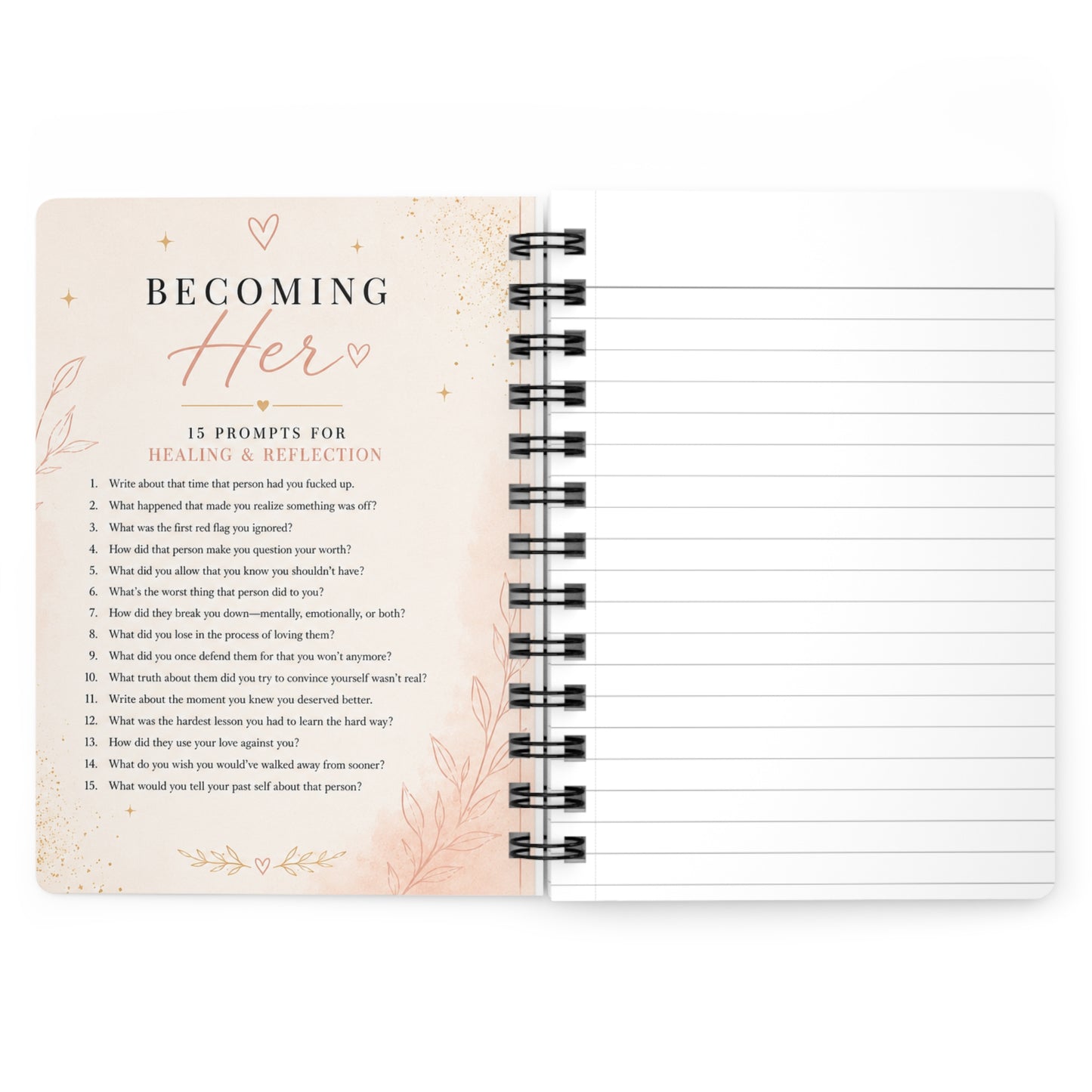 Becoming Her Spiral Bound Journal | Self-Discovery Notebook
